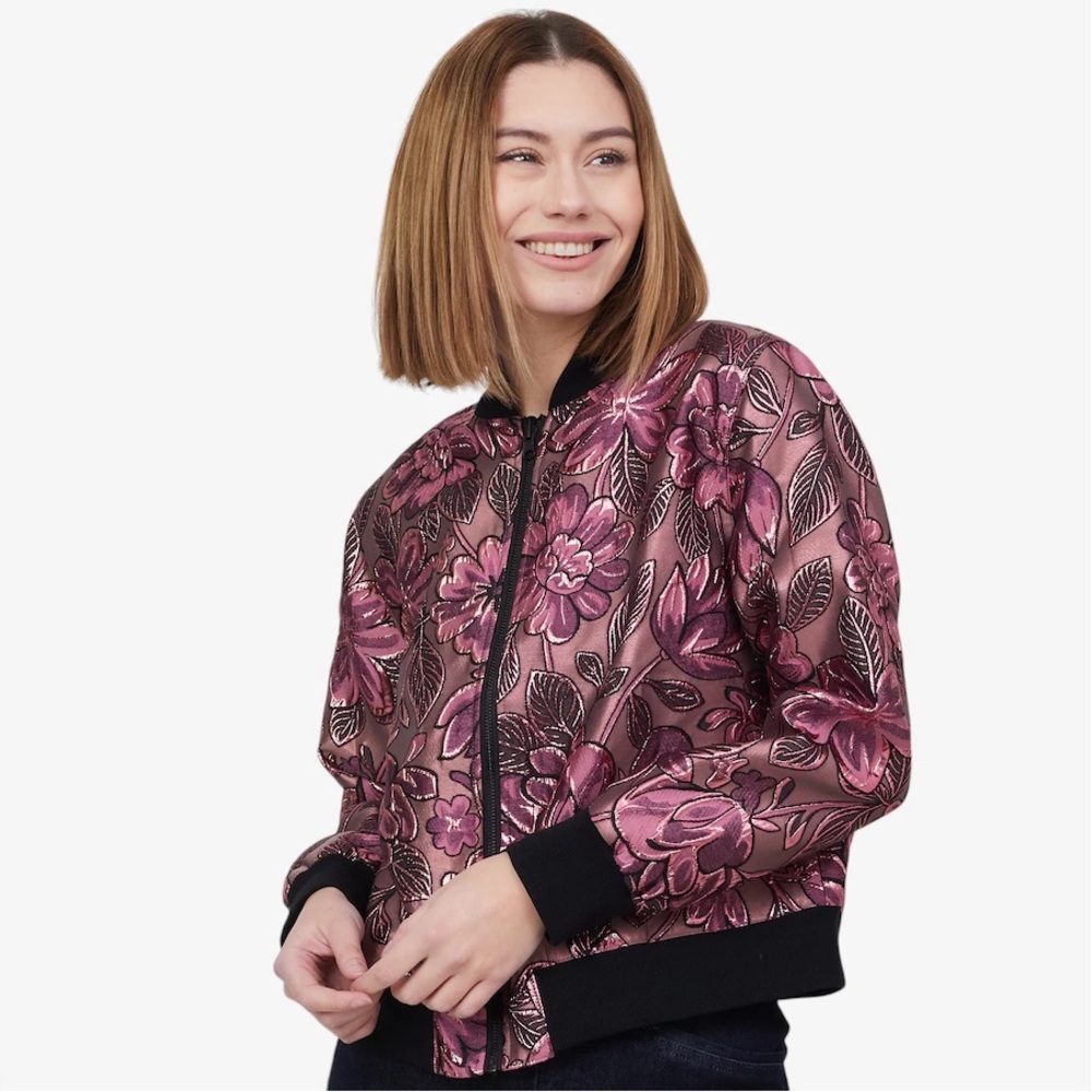 Pink metallic Floral Women's reversible Jacket size 2X